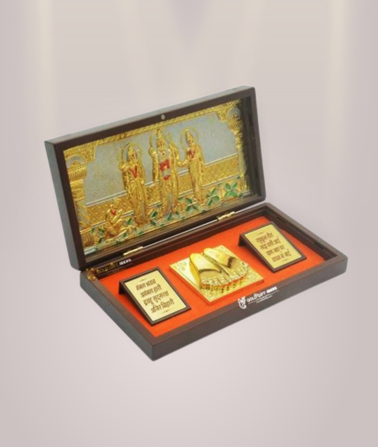 Ayodhya Ram Mandir 24Karat Gold Plated Decorative Photo Frame with Charan Paduka